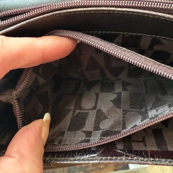 Furla Croc-Embossed Dark Brown Leather Wallet - Picture 7 of 10